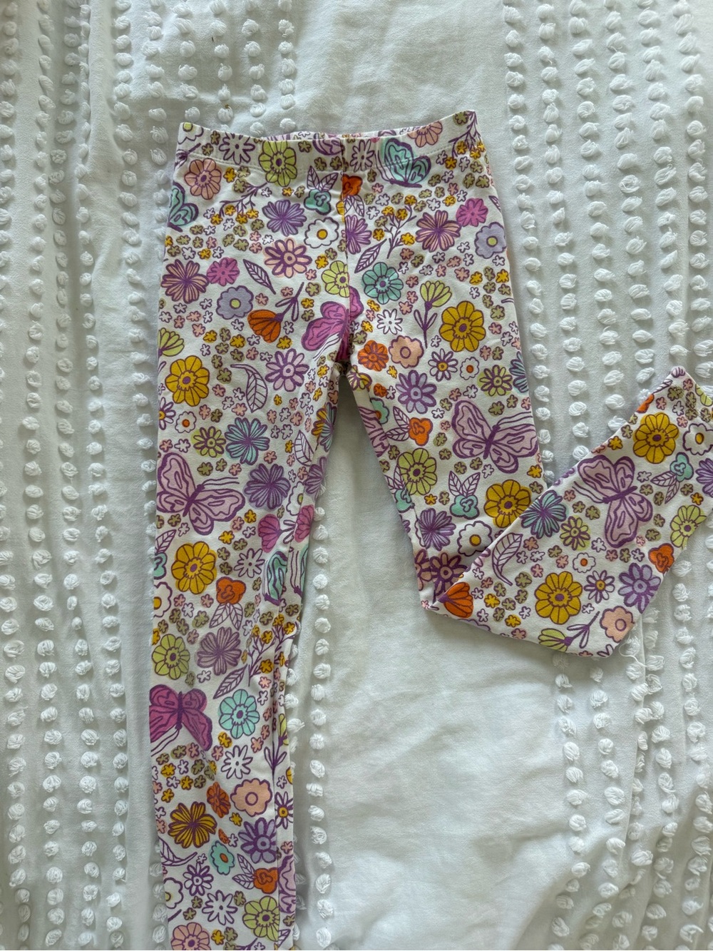Girls Floral & Butterfly Print Leggings - White